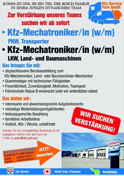 Stellenangebot Kfz-Mechatroniker/in (w/m)